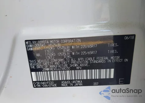 2018 Toyota Rav4 Xle from USA, damaged, VIN JTMWFREV0JJ748230